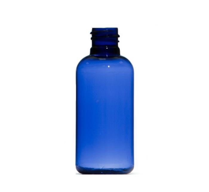 50ml Blue PET Boston Round Bottle, 20/410 Neck